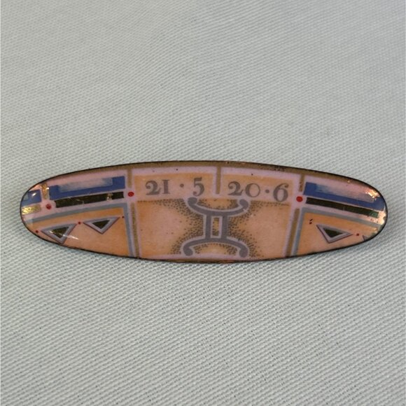 Unbranded Jewelry - Vintage 80s 90s Enamel Brooch Geometric Design Oval Pin Blue Statement
